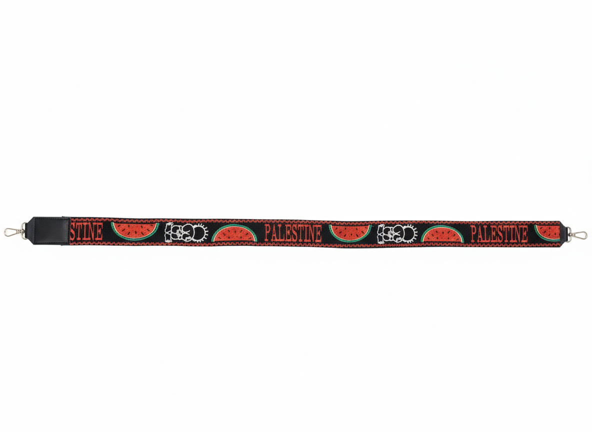 Palestine Embroidered Watermelon & Handala Adjustable Bag Strap